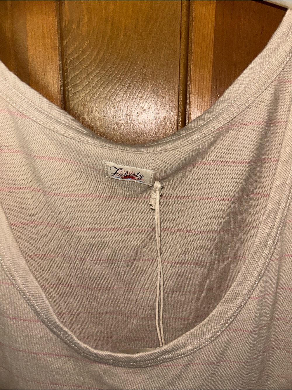 Faherty Cream Tank Top with Pink Pinstripes L NWT cotton linen blend w poly - Picture 2 of 6